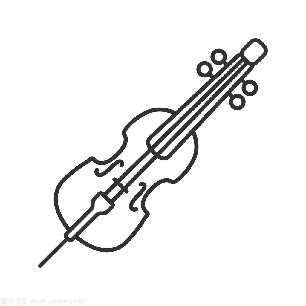 大提琴线形图标。细线插图。大提琴.轮廓符号