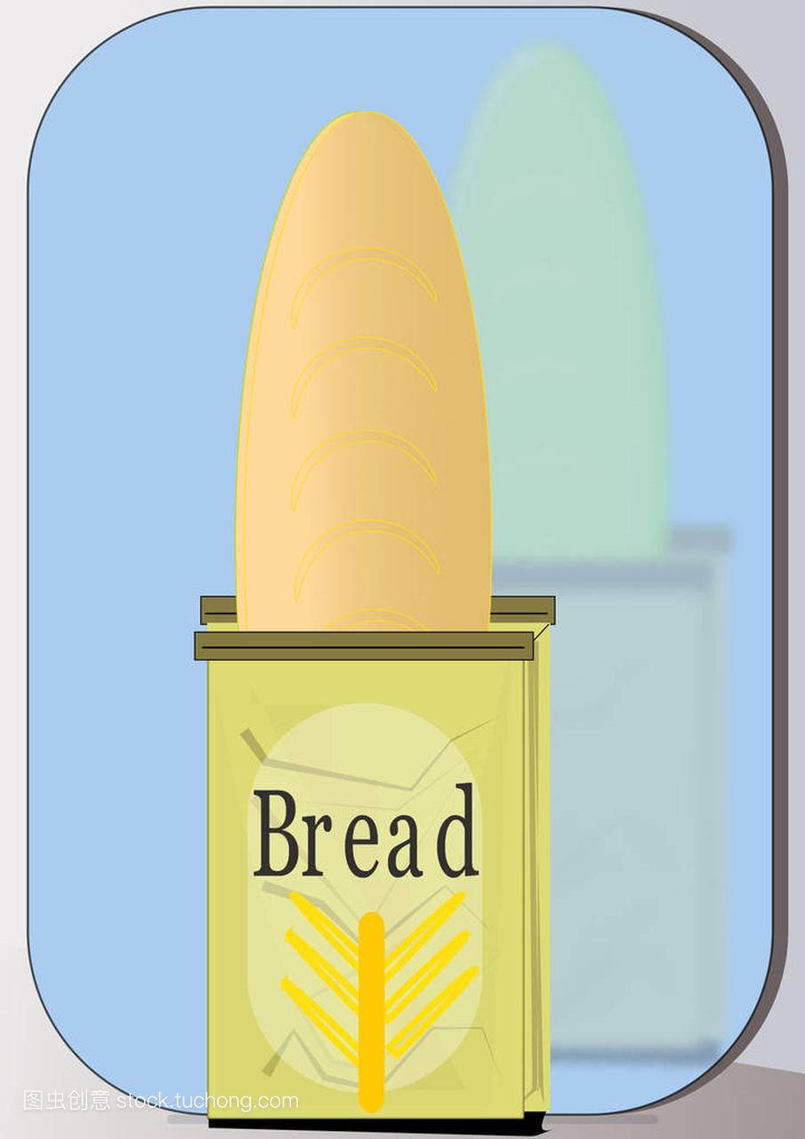 纸袋内的白面包在镜子前用英文写标签