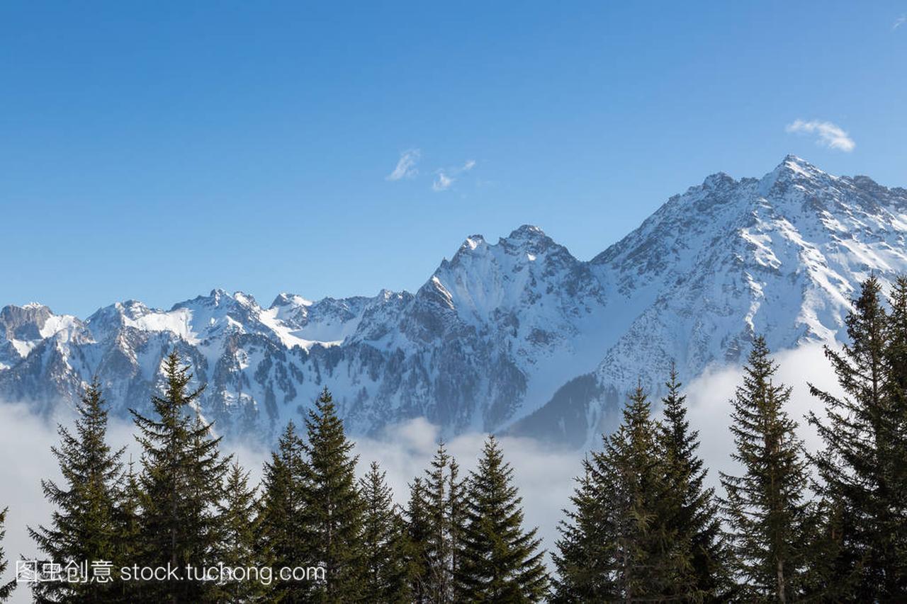 冷的冬天风景在奥地利阿尔卑斯