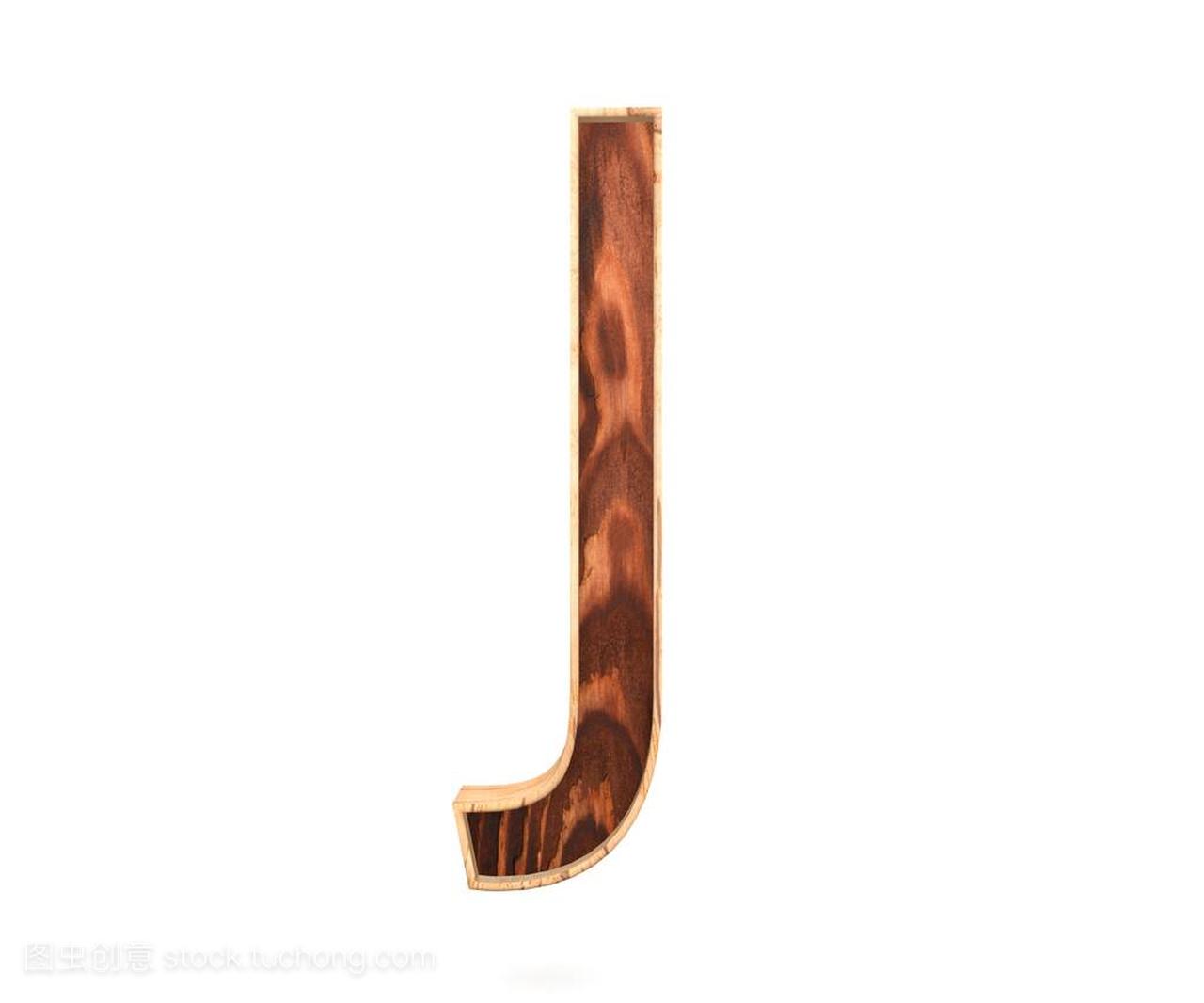 3d 装饰木制字母、 大写字母 J