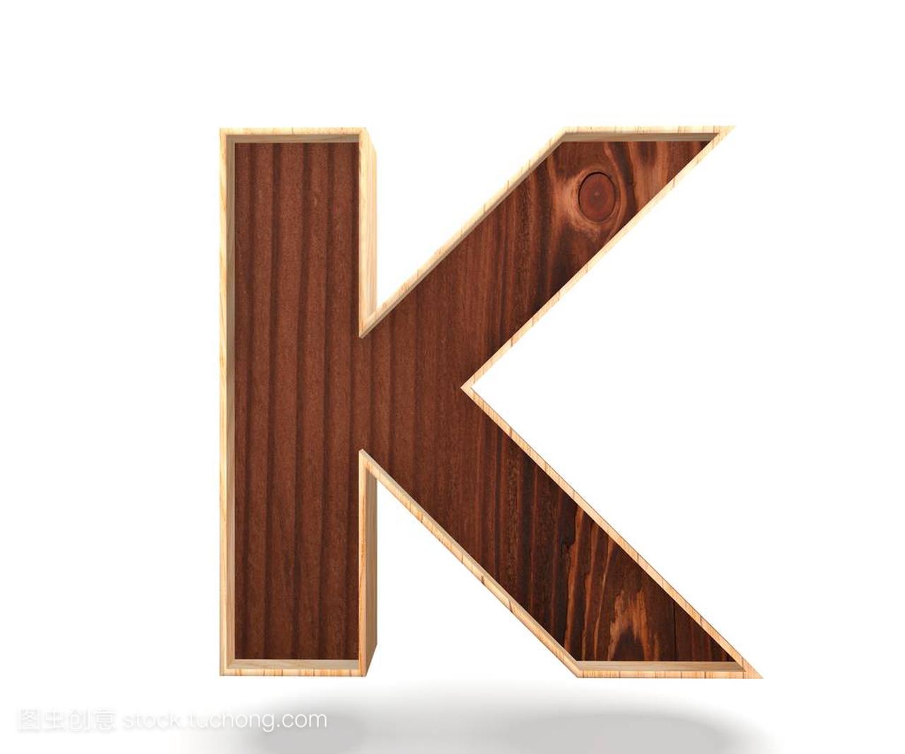 3d 装饰木制字母、 大写字母 K