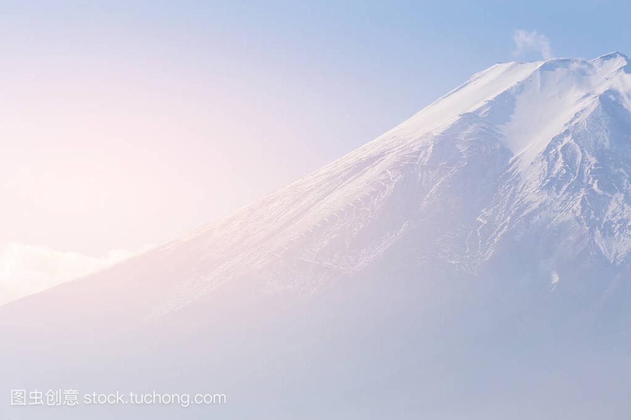 顶部视图关闭富士山, 日本自然景观背景