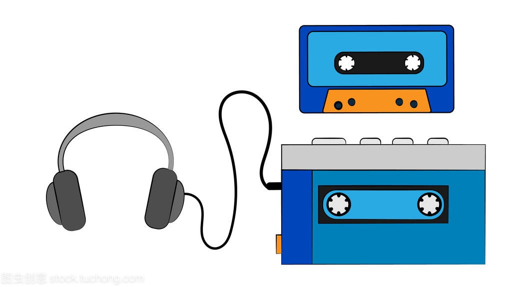 蓝色老式复古复古时髦的便携式音乐盒音频播放