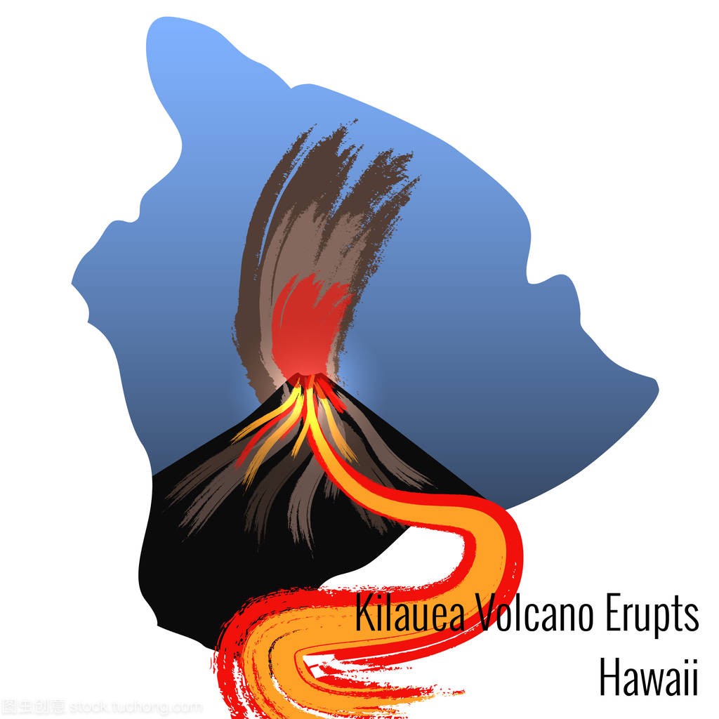基拉韦厄火山在夏威夷岛上爆发。大量的熔岩流