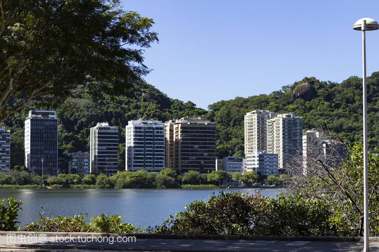 美丽的泻湖在市中心的里约热内卢, 巴西, 南美洲