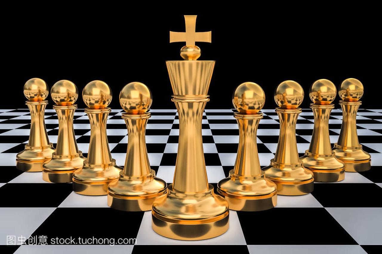 金国王和他的军队与黄金典当-国际象棋团队的