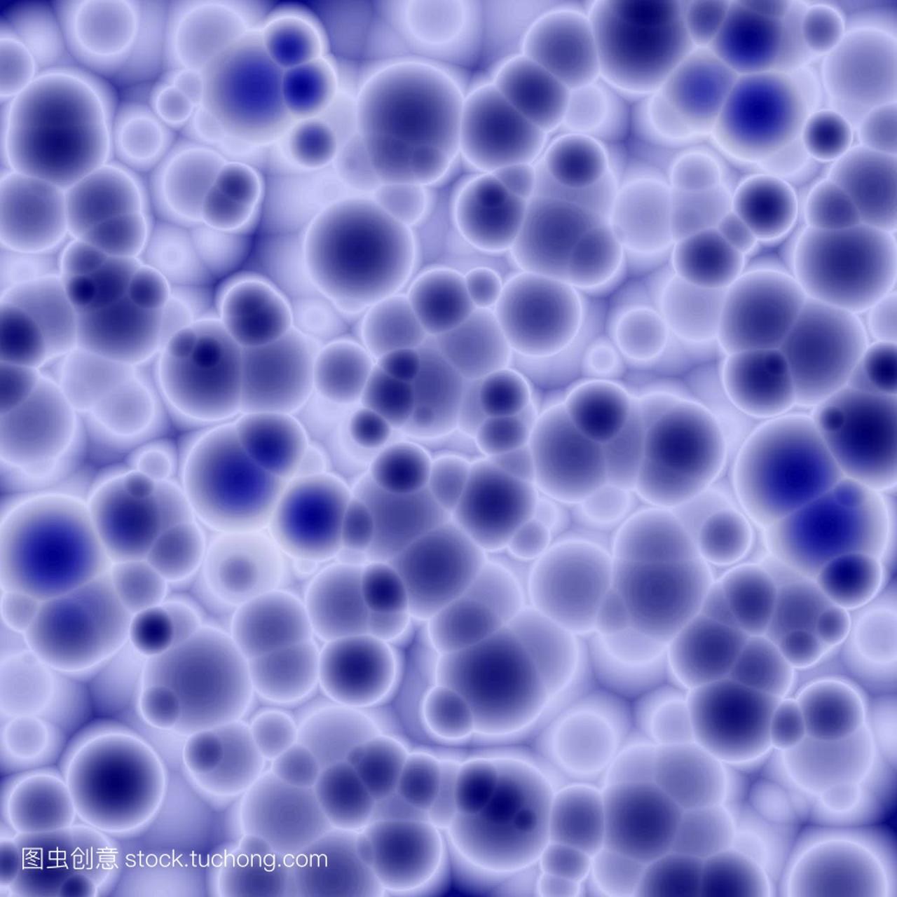 显微镜下的蓝色细菌, 抽象背景