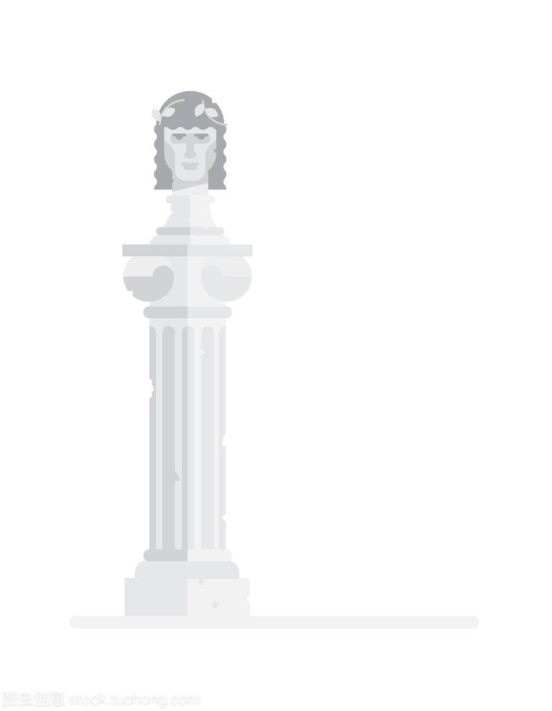 希腊神的雕塑半身像。希腊国王在专栏的平的例