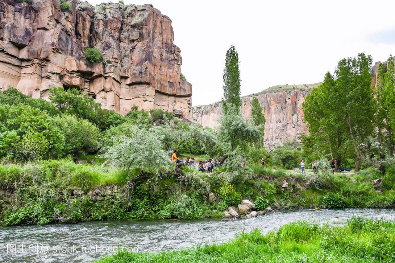 Ihlara 山谷, 土耳其-2018年5月6日: Melendiz 河