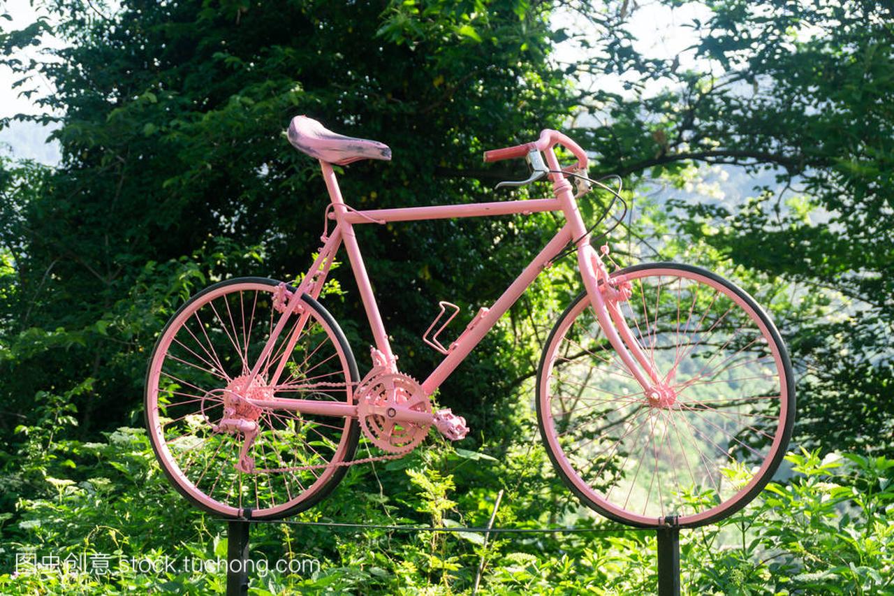 一辆粉红色的自行车, 象征着意大利著名的种族