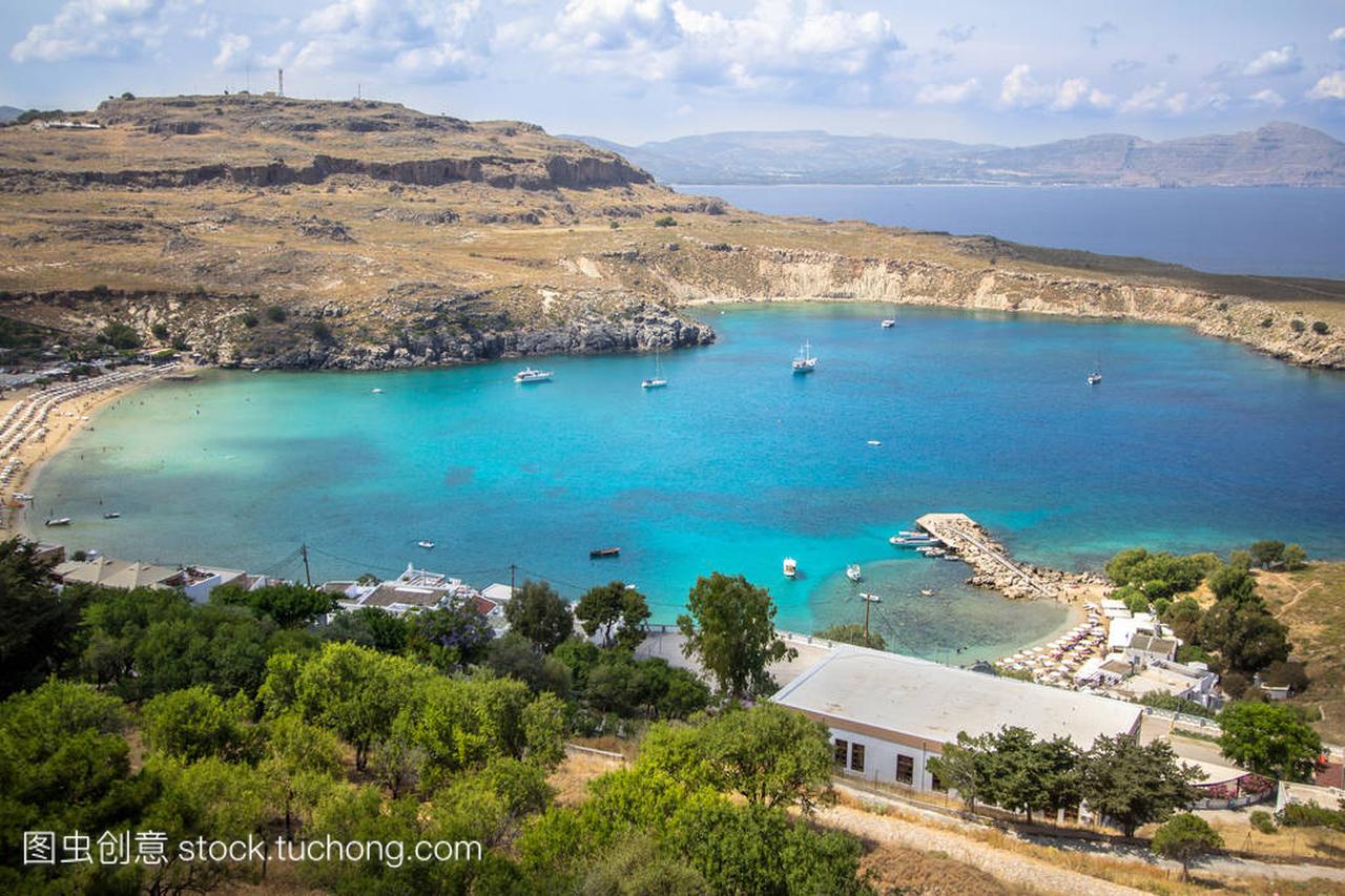希腊 Rhodos 岛著名的林多斯湾