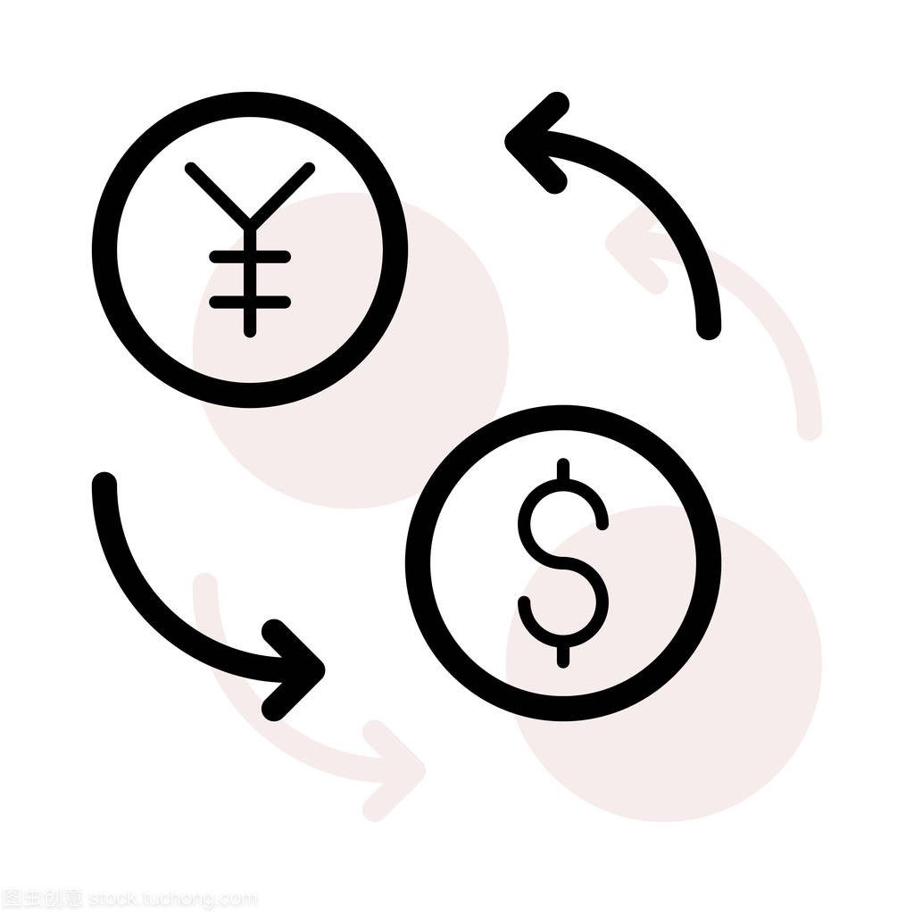 货币兑换概念与日元和美元硬币白色背景与
