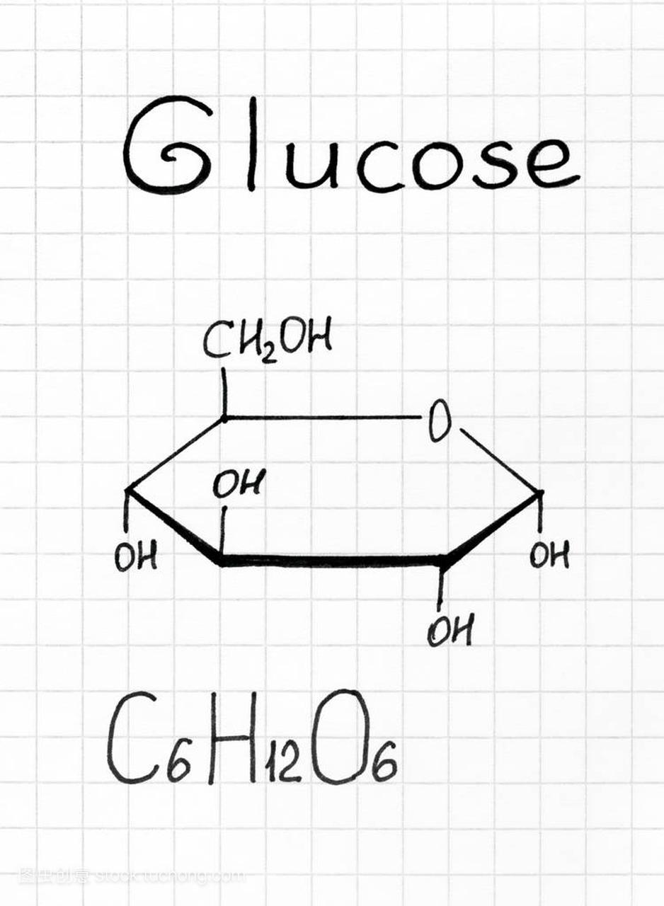 葡萄糖的化学公式。特写