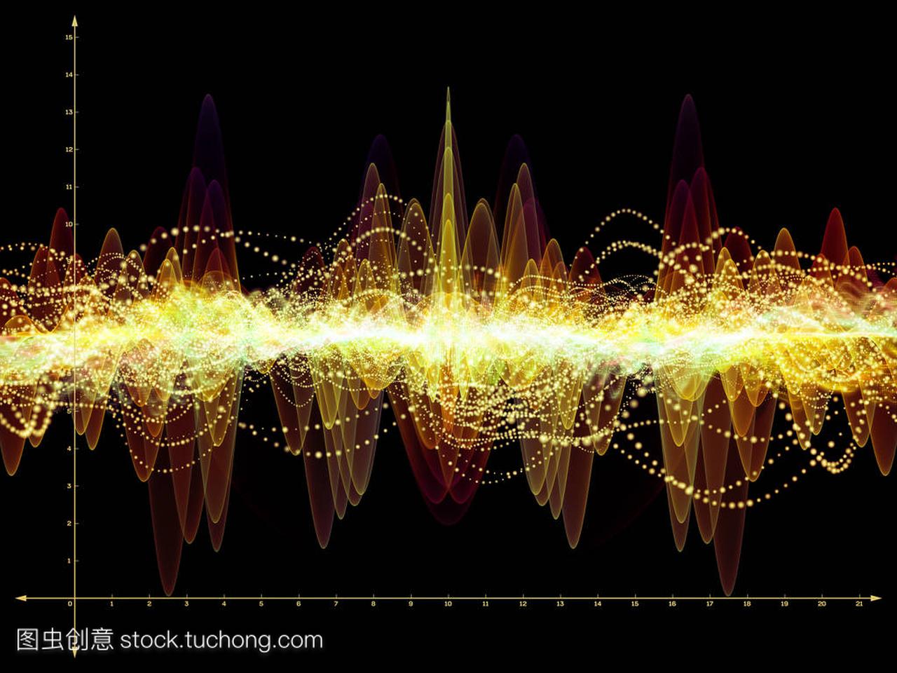 波函数系列。设计的彩色正弦振动, 光和分形元