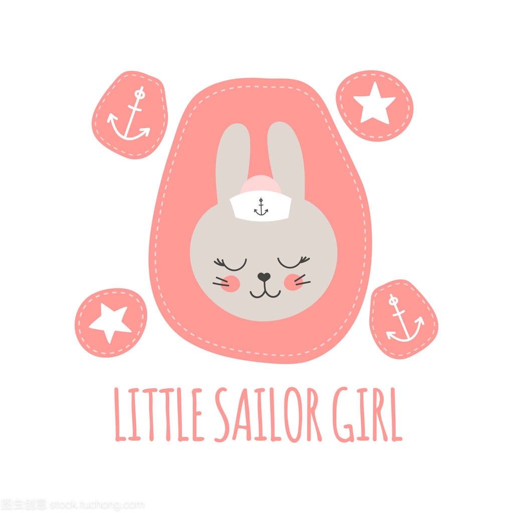 可爱的婴儿图案与小兔子。卡通动物女孩打印矢