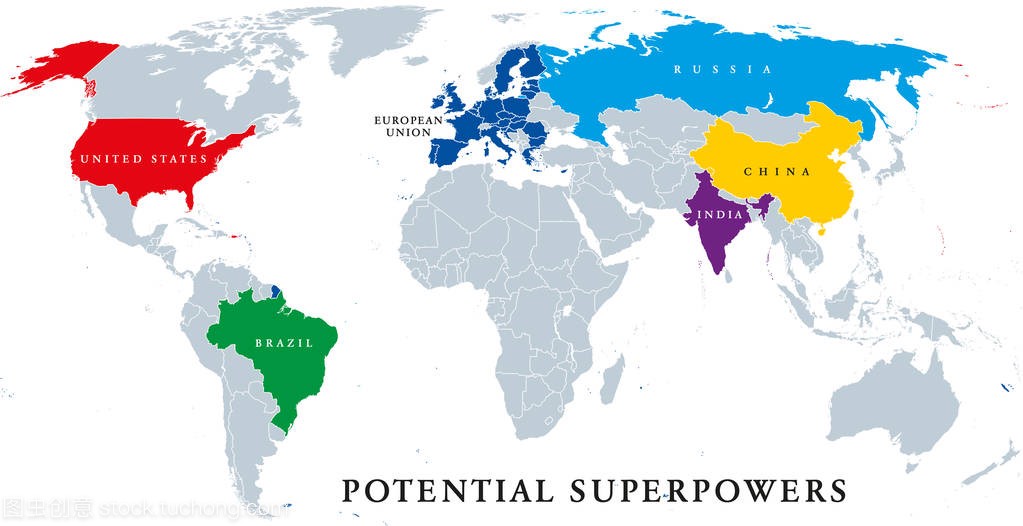 当前和潜在的超级大国, 政治地图。目前超级大