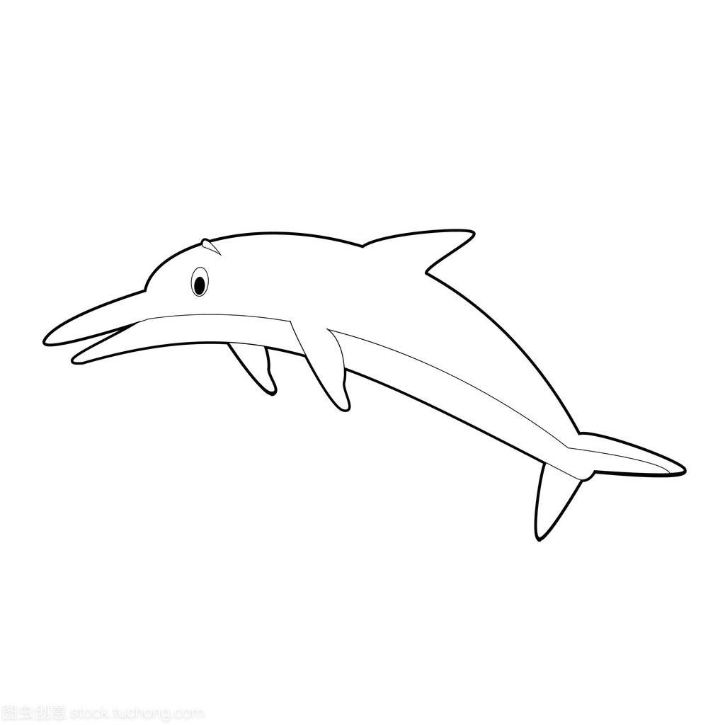 简单着色的动物图画小孩子: 海豚