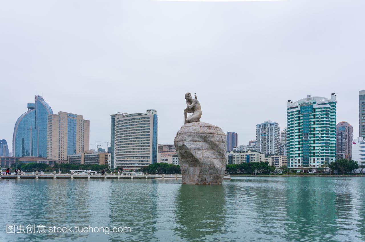 厦门, 中国-2018年3月17日: 白鹭公园白鹭女神