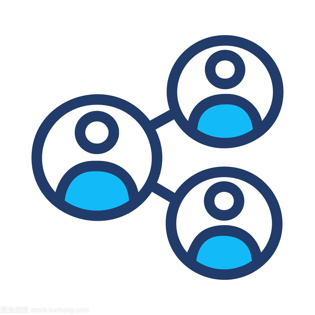 White and blue connecting people icons isolate