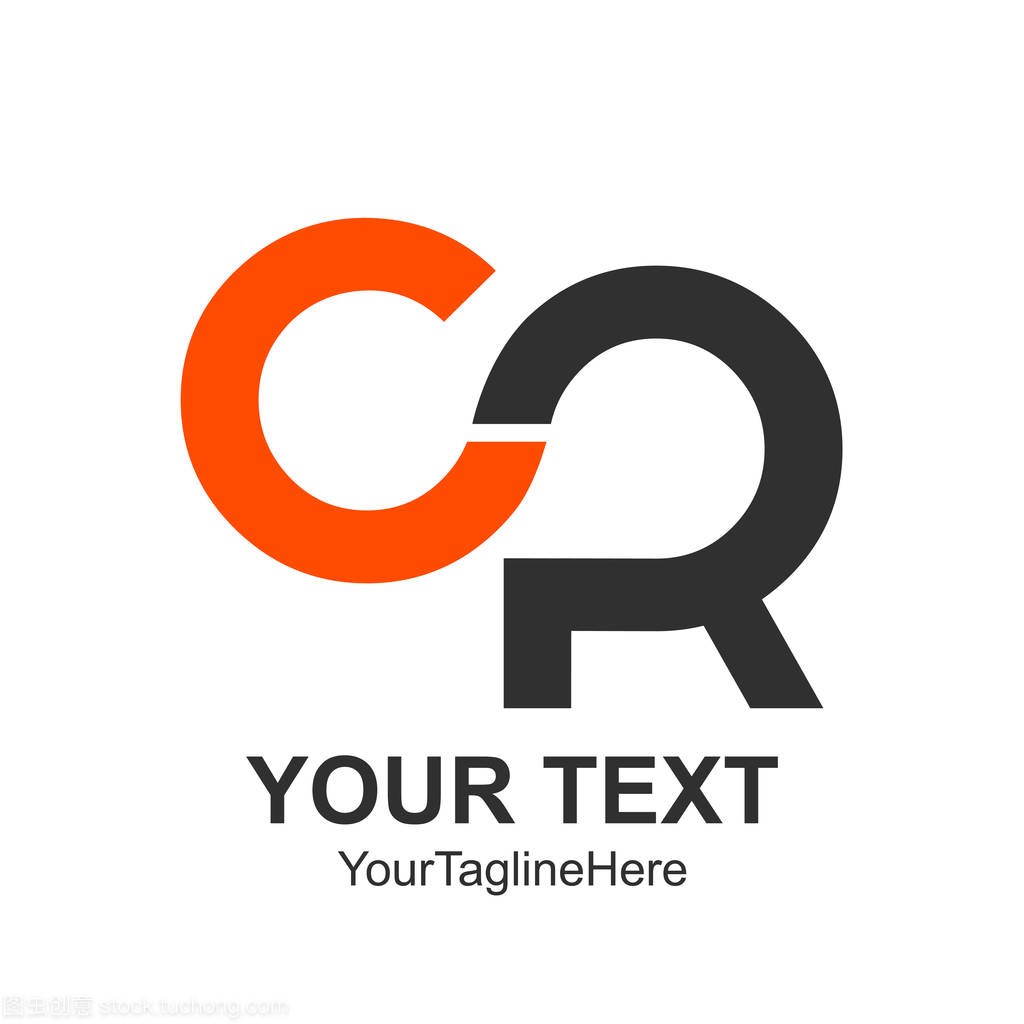 首字母 Cr 徽标设计模板元素彩色橙色深灰