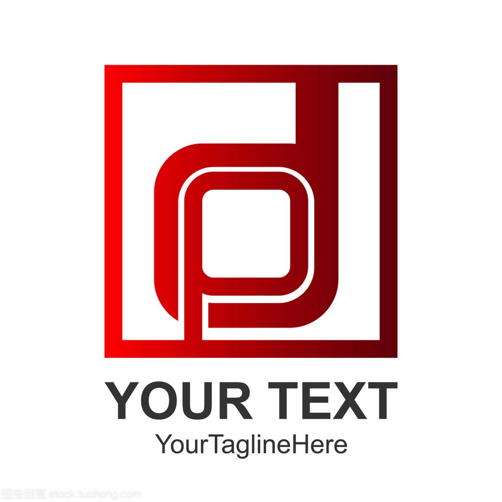 方首字母 Dp 或 Pd 徽标设计模板元素彩色