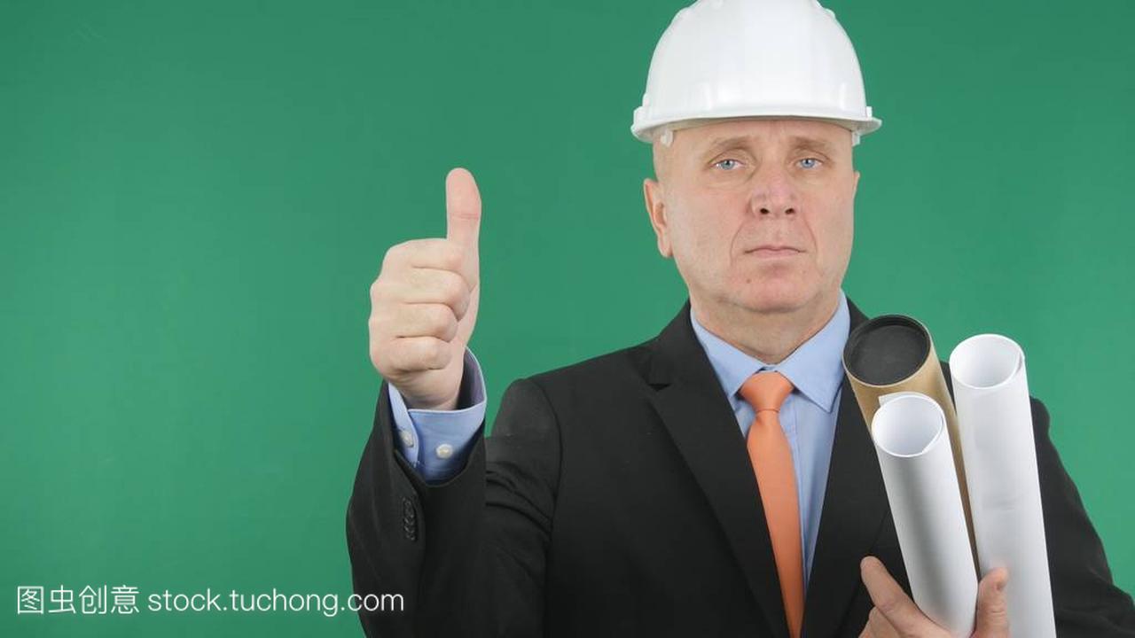 Confident Engineer Image Make Thumbs Up a 