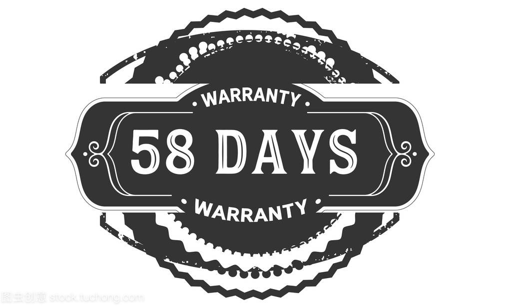 58 days black warranty icon stamp