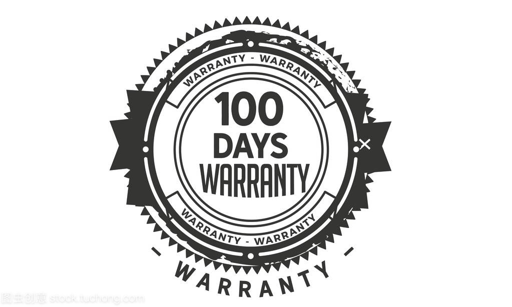 100 days black warranty icon stamp