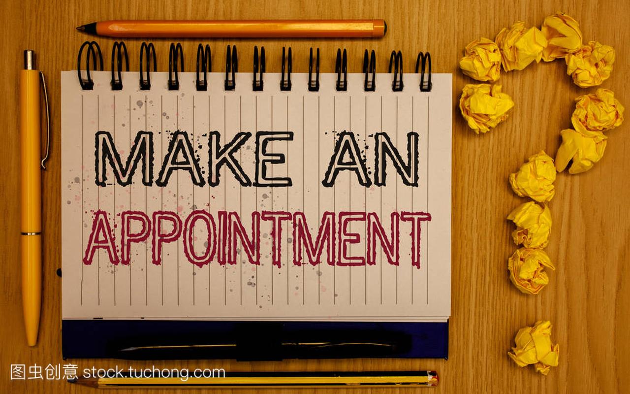 Text sign showing Make An Appointment. Conc