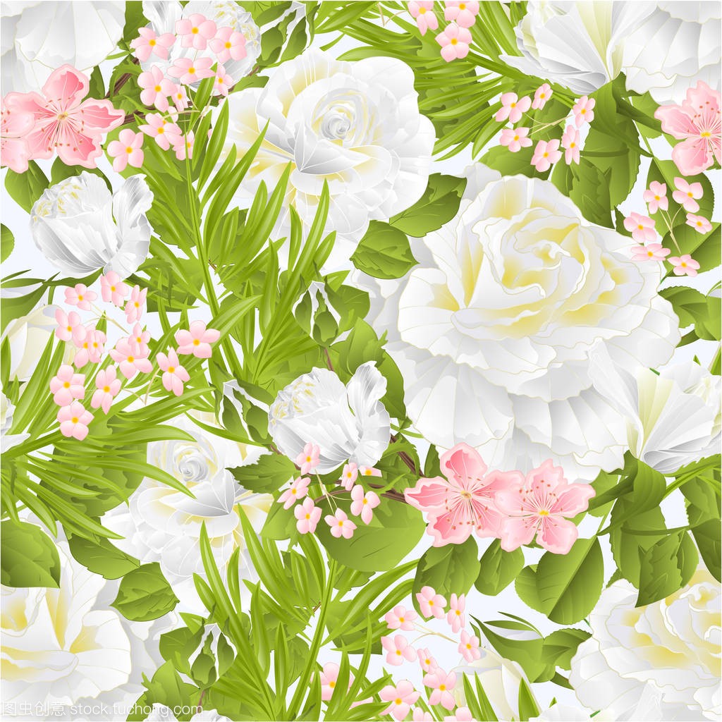 Seamless texture Floral crescent with white Ro