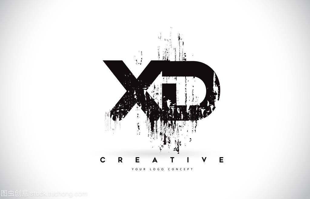 XD X D Grunge Brush Letter Logo Design in Black Colors. Creative Brush Letters Vector Illustration.