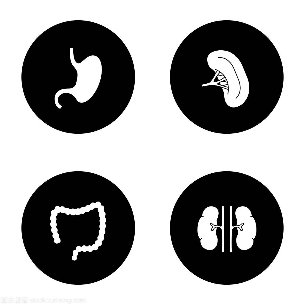 white silhouettes illustrations in black circles