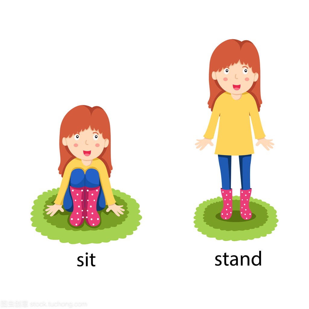 Illustrator of opposite sit and stand