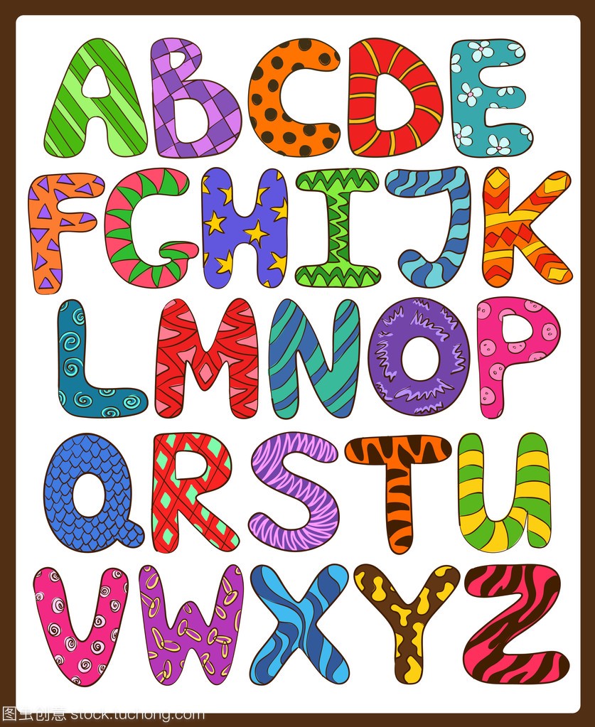 儿童卡通大写的字母的字母表