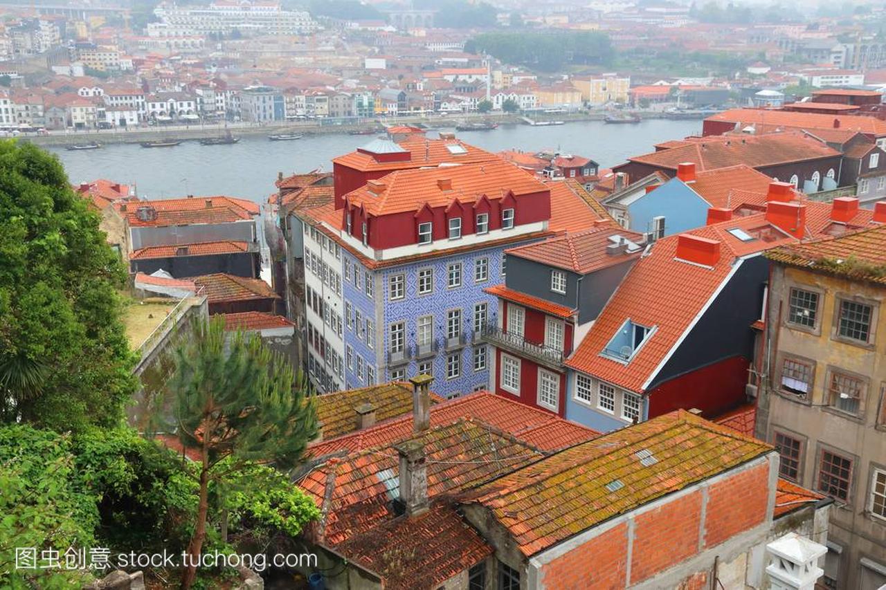 Porto city, Portugal. Cityscape in rainy weather