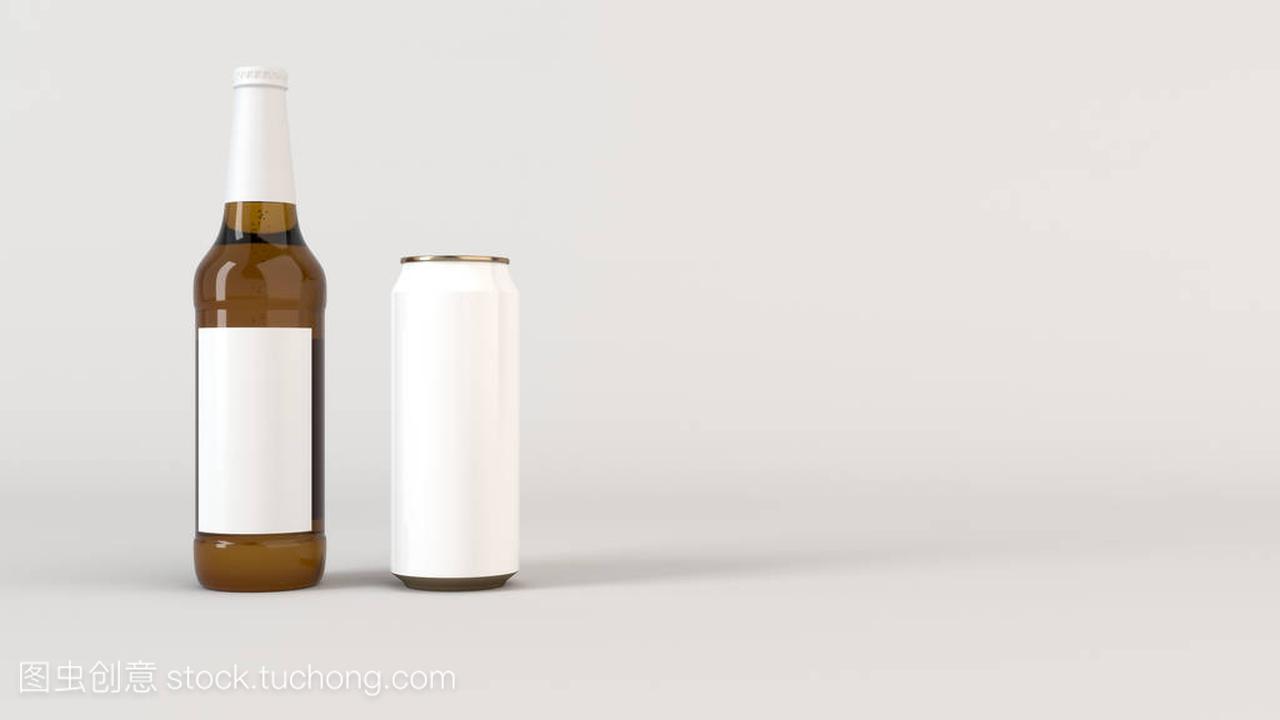 f brown beer bottle 0.5l with blank white label an