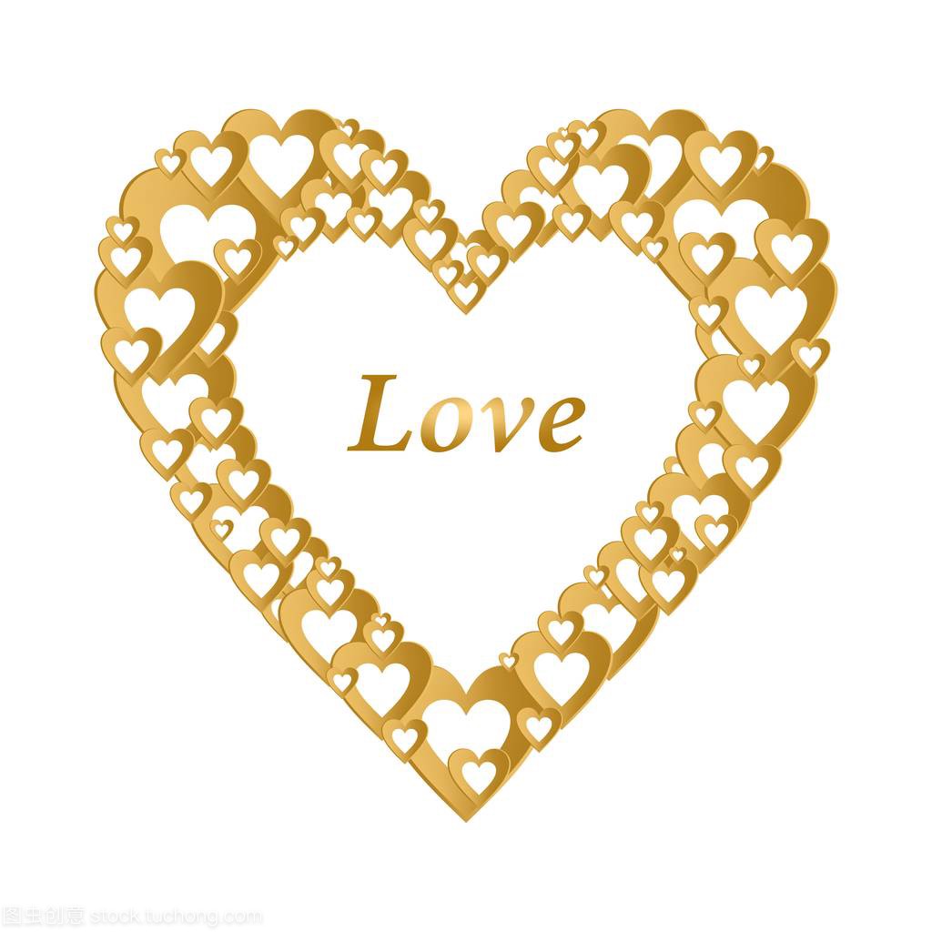 情人节礼物黄金背景与黑金子般的心,用金子的