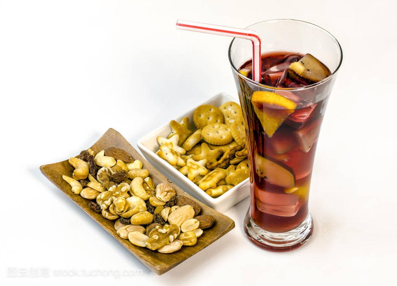 Refreshing typical sangria drink from Spain, wit