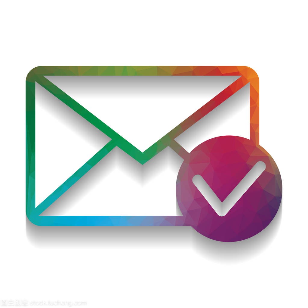 Mail sign illustration with allow mark. Vector. 