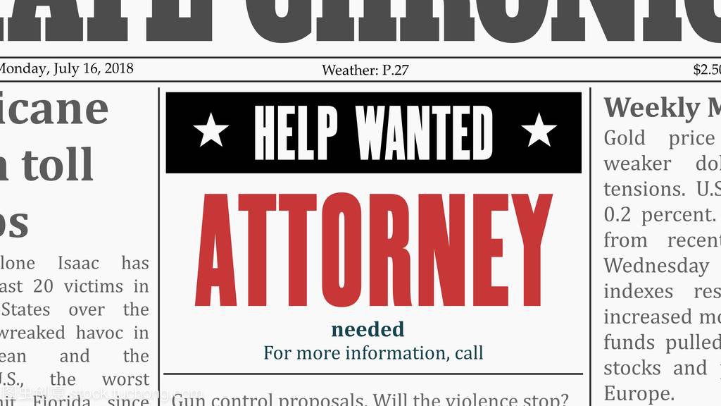Attorney job offer. Newspaper classified ad in f