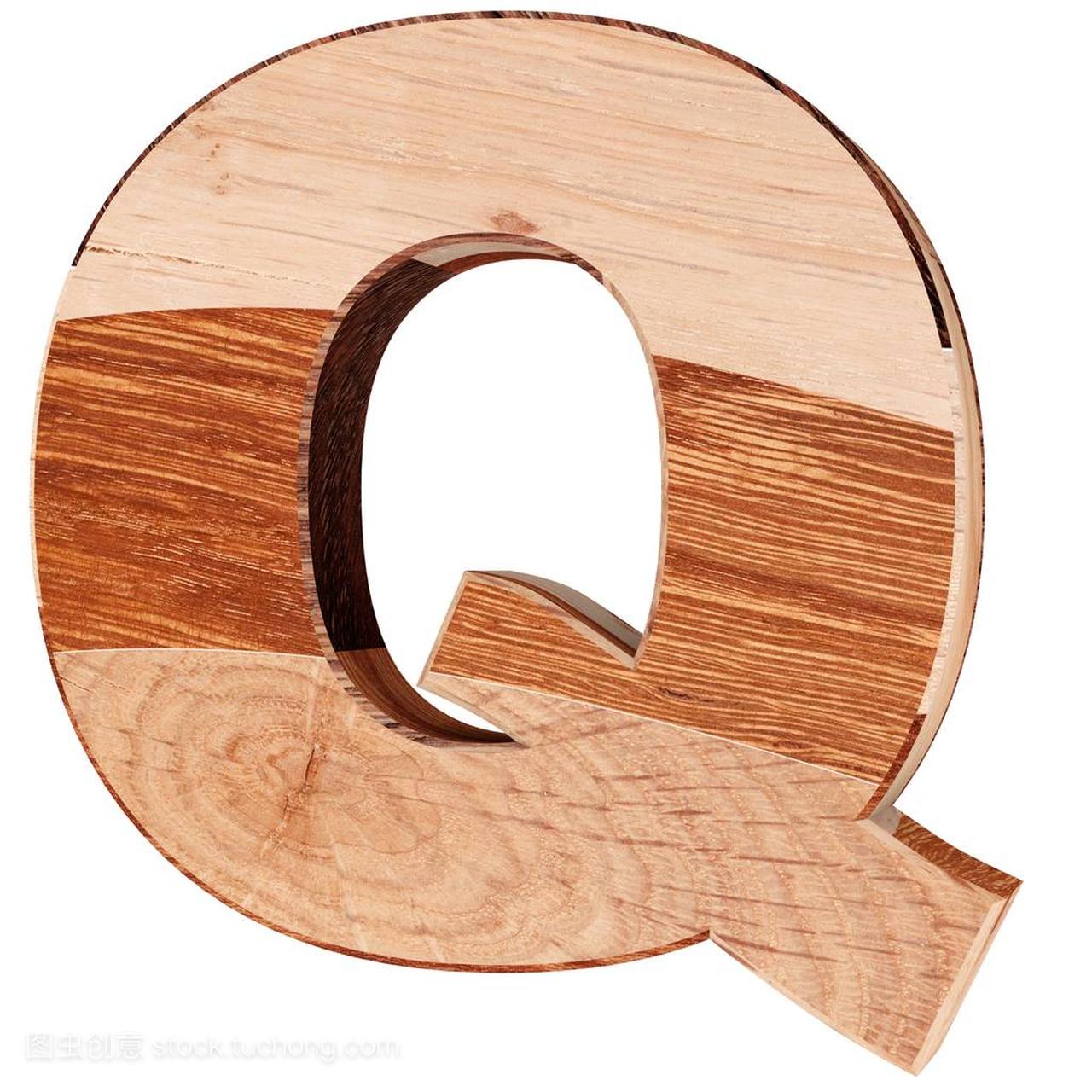 3d 装饰木制字母、 大写字母 Q