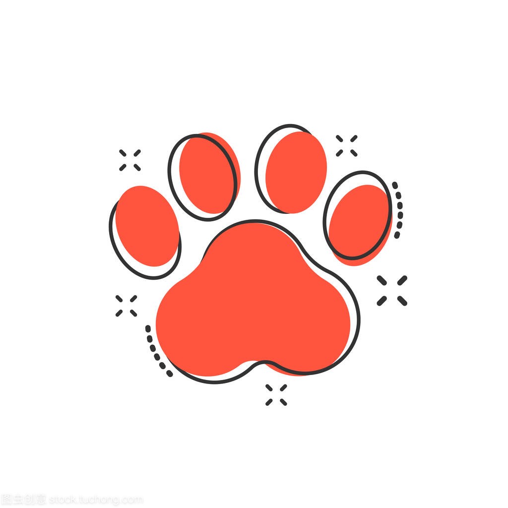 Vector cartoon paw print icon in comic style. Do