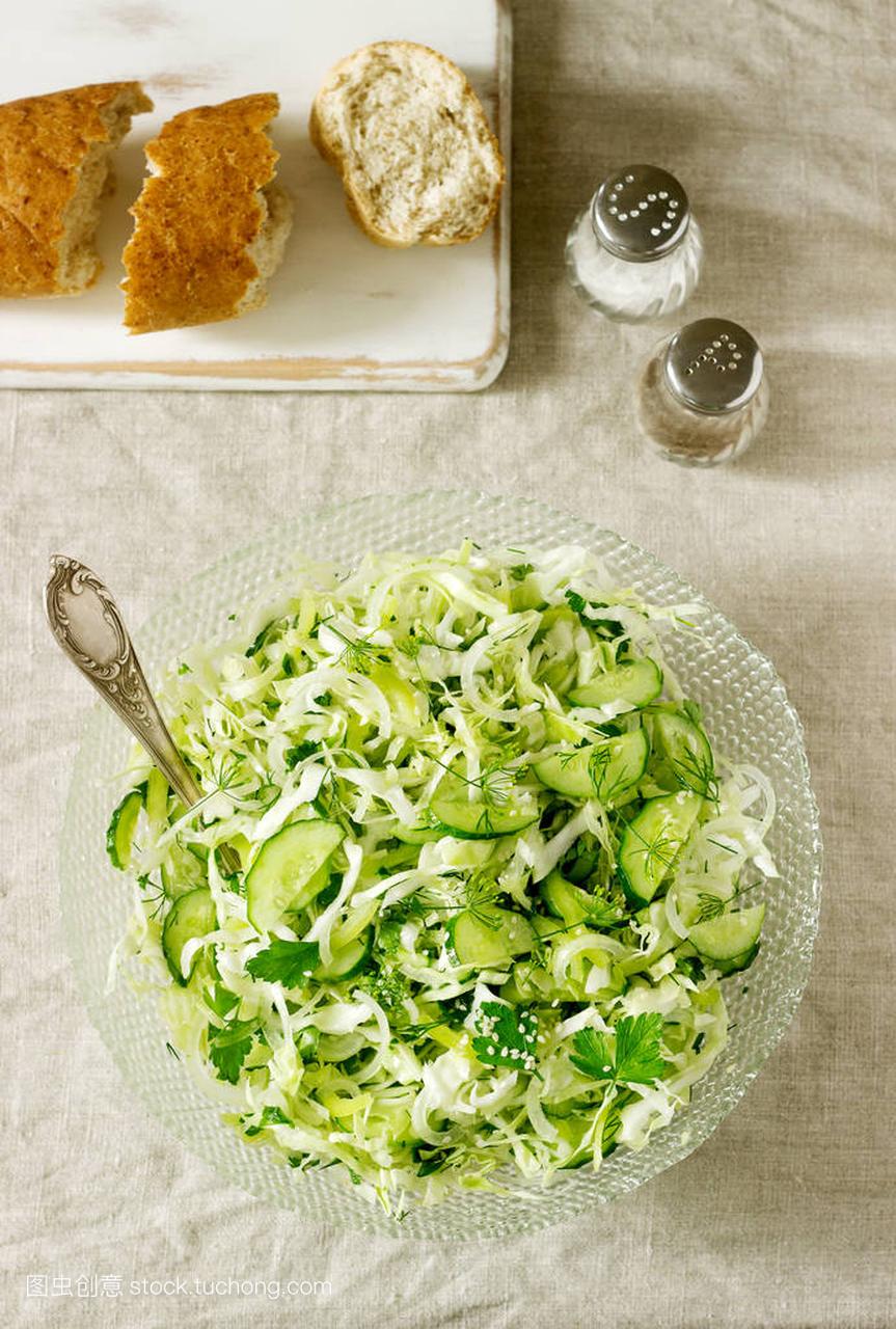 salad of fresh cabbage, cucumber and 