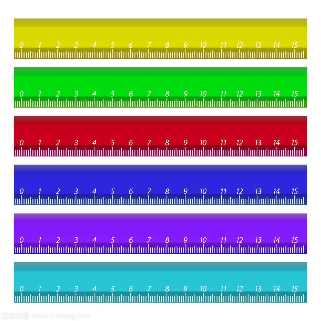 colorful rulers, millimeters, centimeters and 