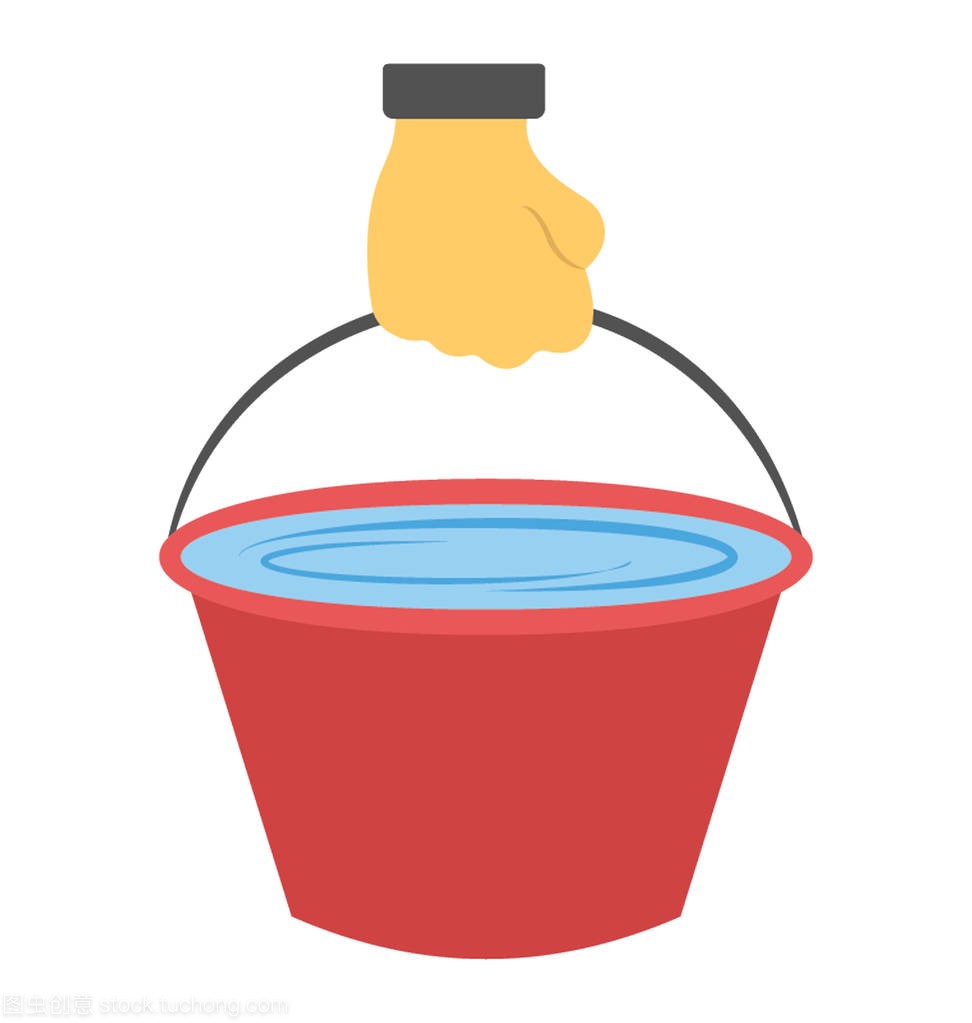 Hand holding water container to show graphic of water bucket icon