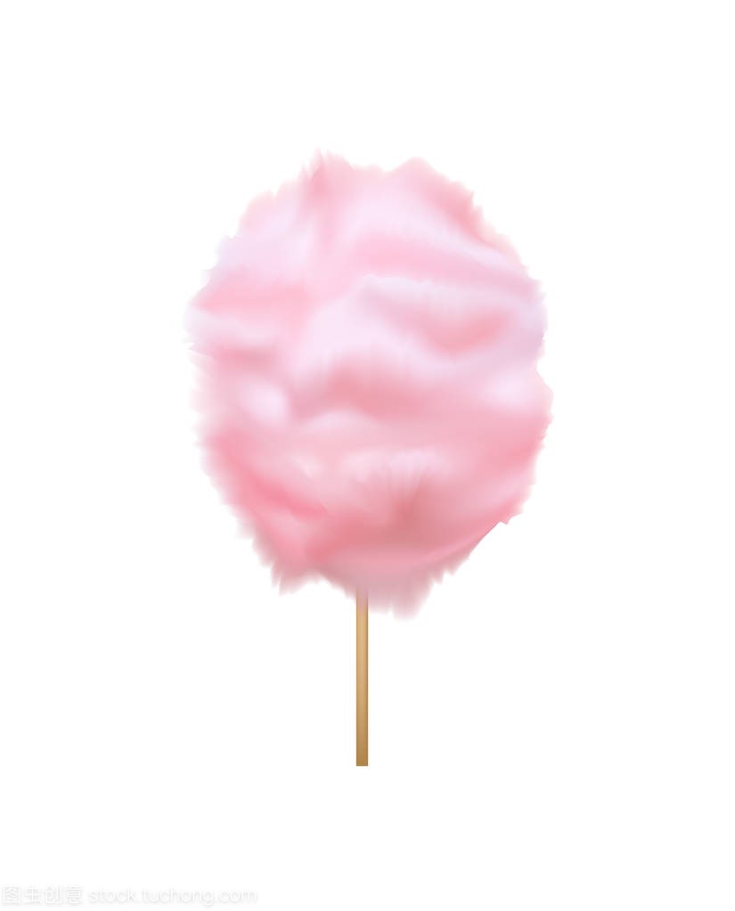 Realistic Detailed 3d Pink Cotton Candy. Vecto