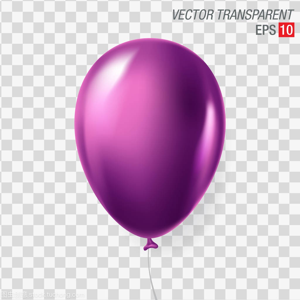 Bright purple air balloon isolated on transparent background