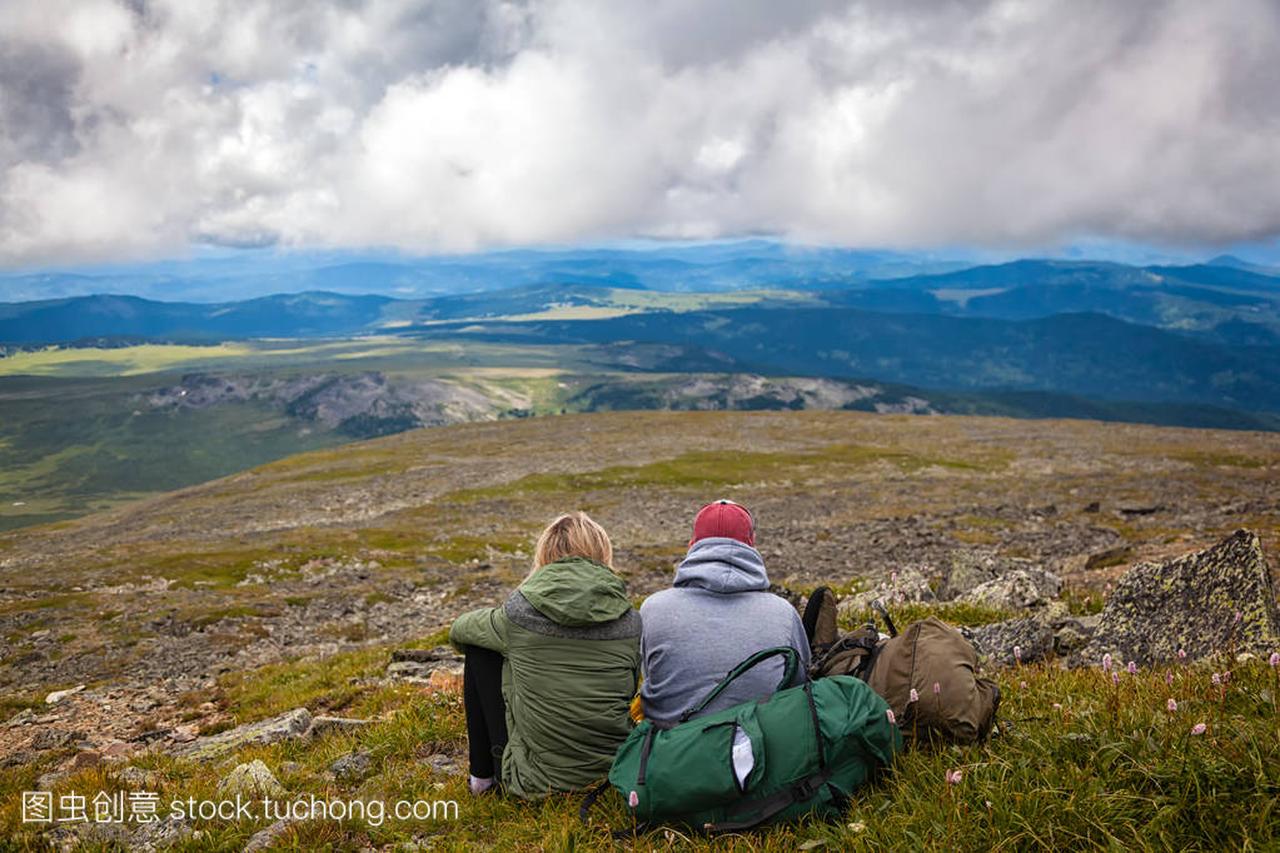 Atmospheric moment for lovers in the mountain