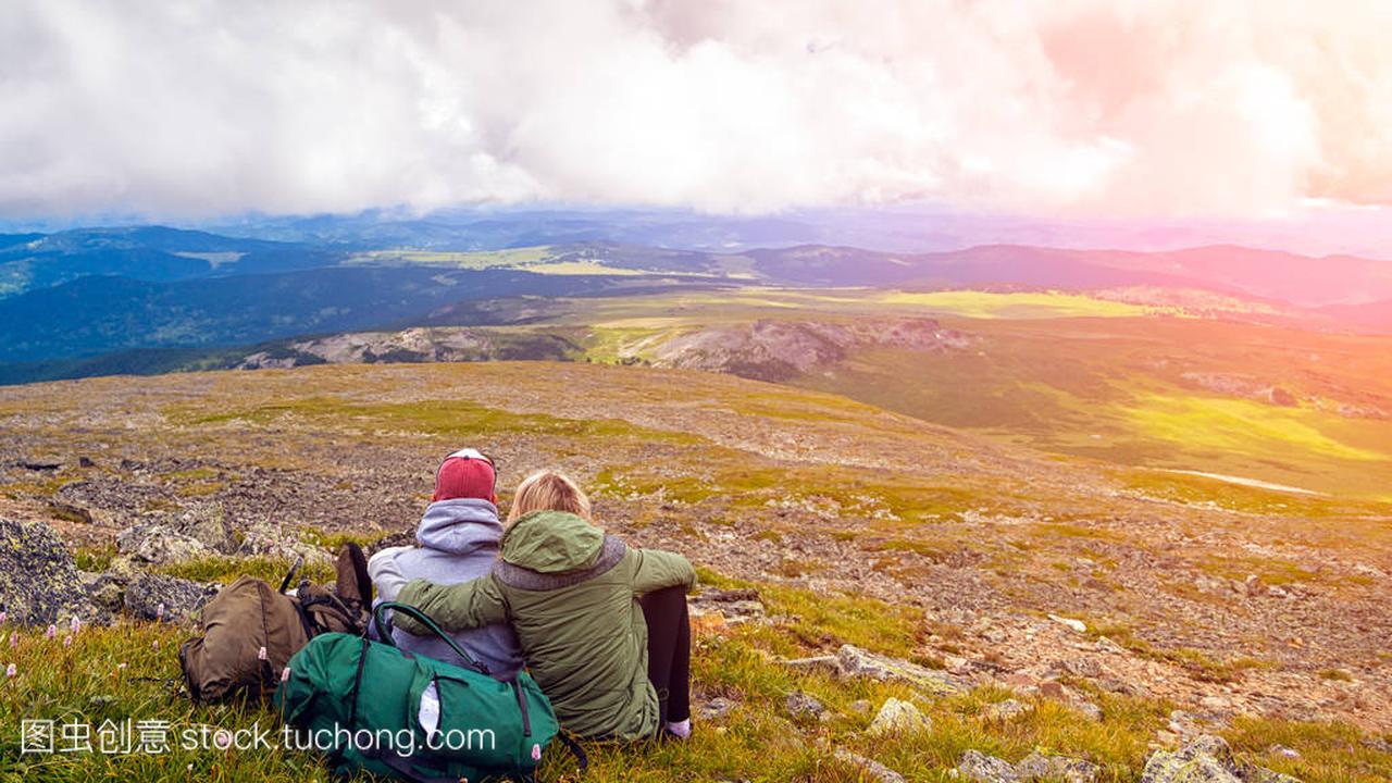 Atmospheric moment for lovers in the mountain