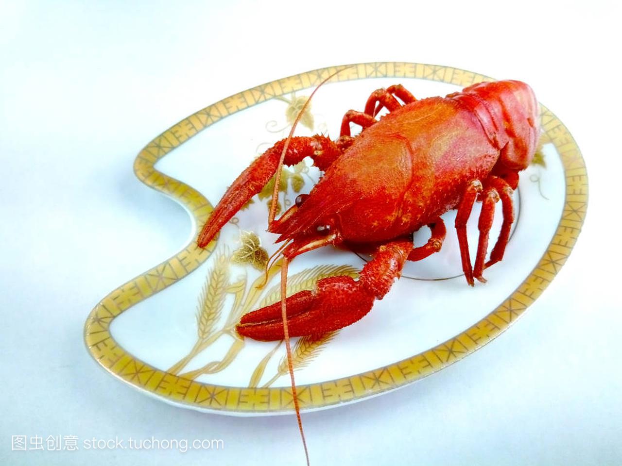 crayfish on the white plate lobster, delicious